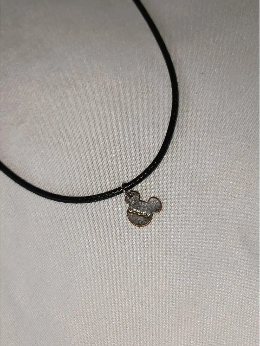 Disney Patinaed Mickey Head Pendant on 18+ Inch Black Cord Necklace - Picture 3 of 6